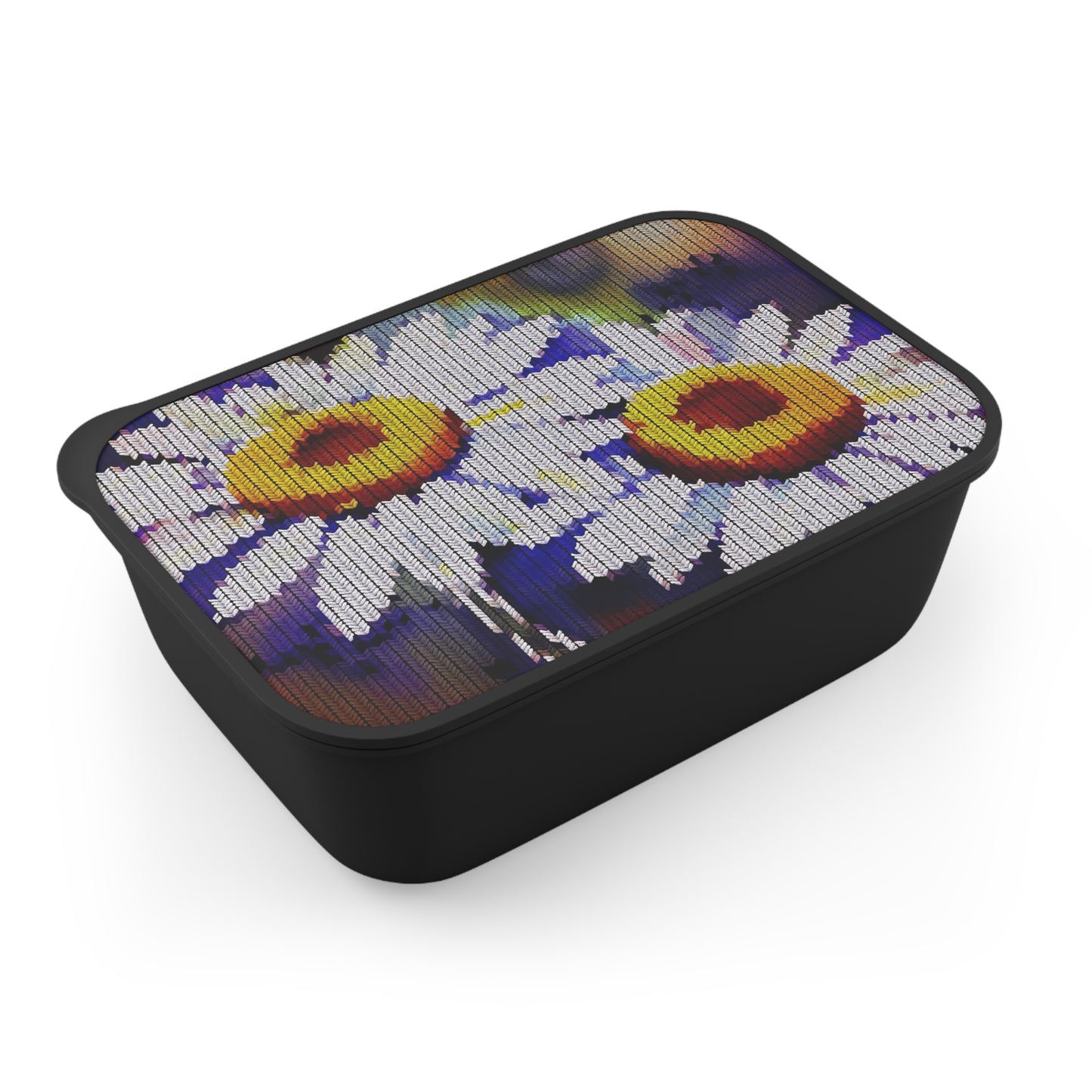 PLA Bento Box with Band and Utensils: BALEIJO Knitastic Daisies Collection 01