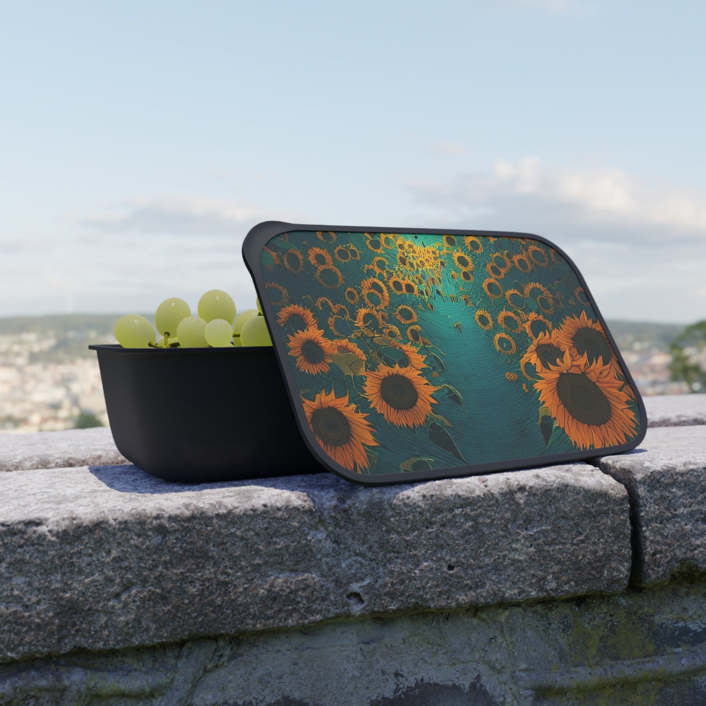 PLA Bento Box with Band and Utensils: BALEIJO Walk Among the Sunflowers Collection