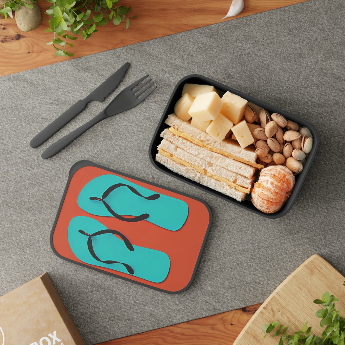 PLA Bento Box with Band and Utensils: BALEIJO Toes Out Collection