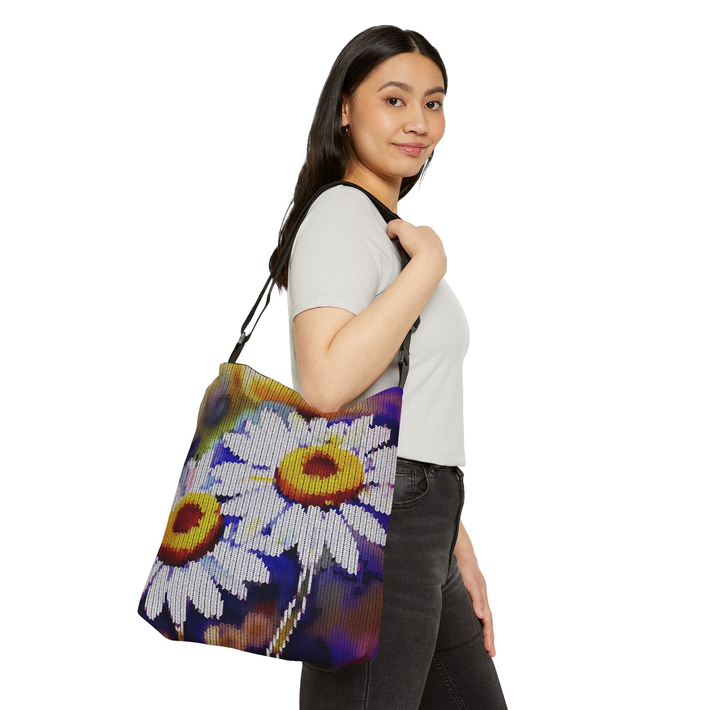 Gym Tote Bag: BALEIJO Knitastic Daisies Collection 01