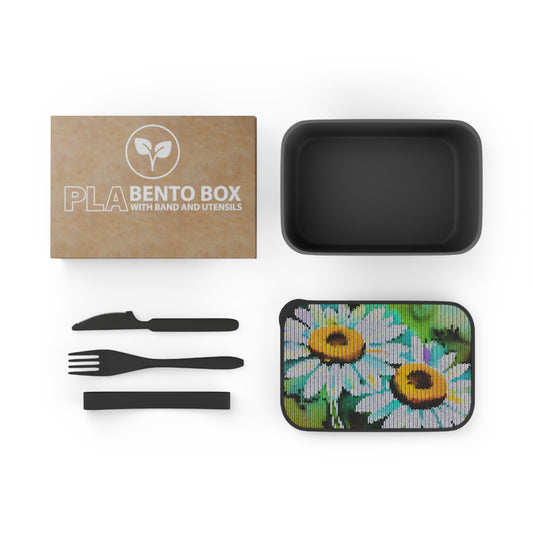 PLA Bento Box with Band and Utensils: BALEIJO Knitastic Daisies Collection 02