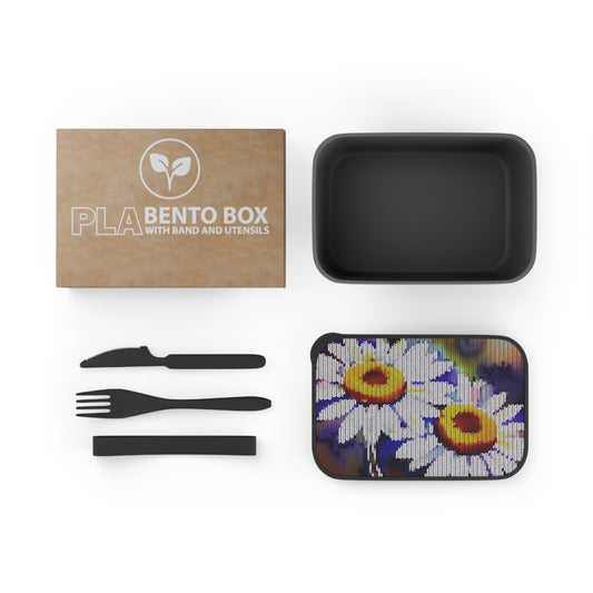 PLA Bento Box with Band and Utensils: BALEIJO Knitastic Daisies Collection 01