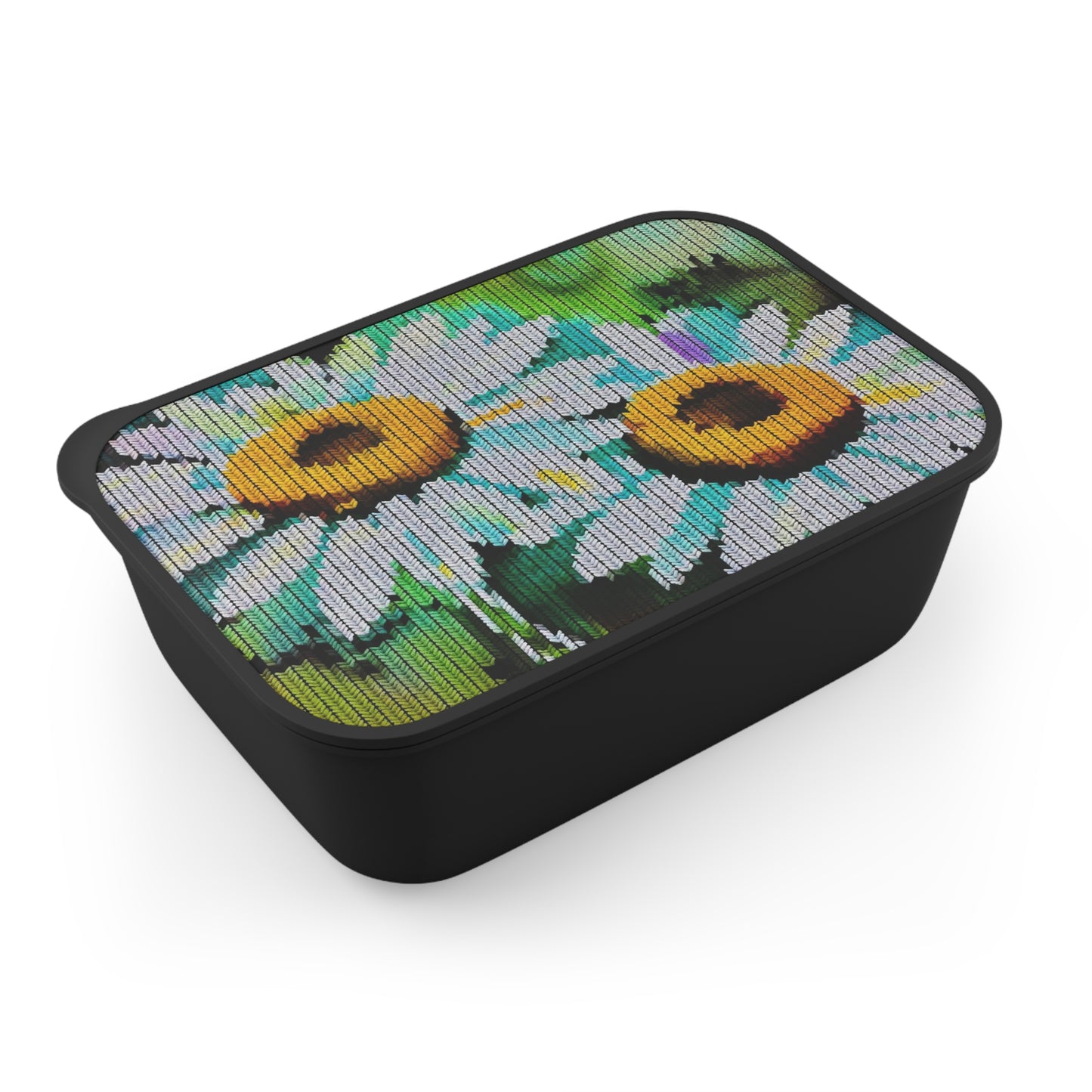 PLA Bento Box with Band and Utensils: BALEIJO Knitastic Daisies Collection 02