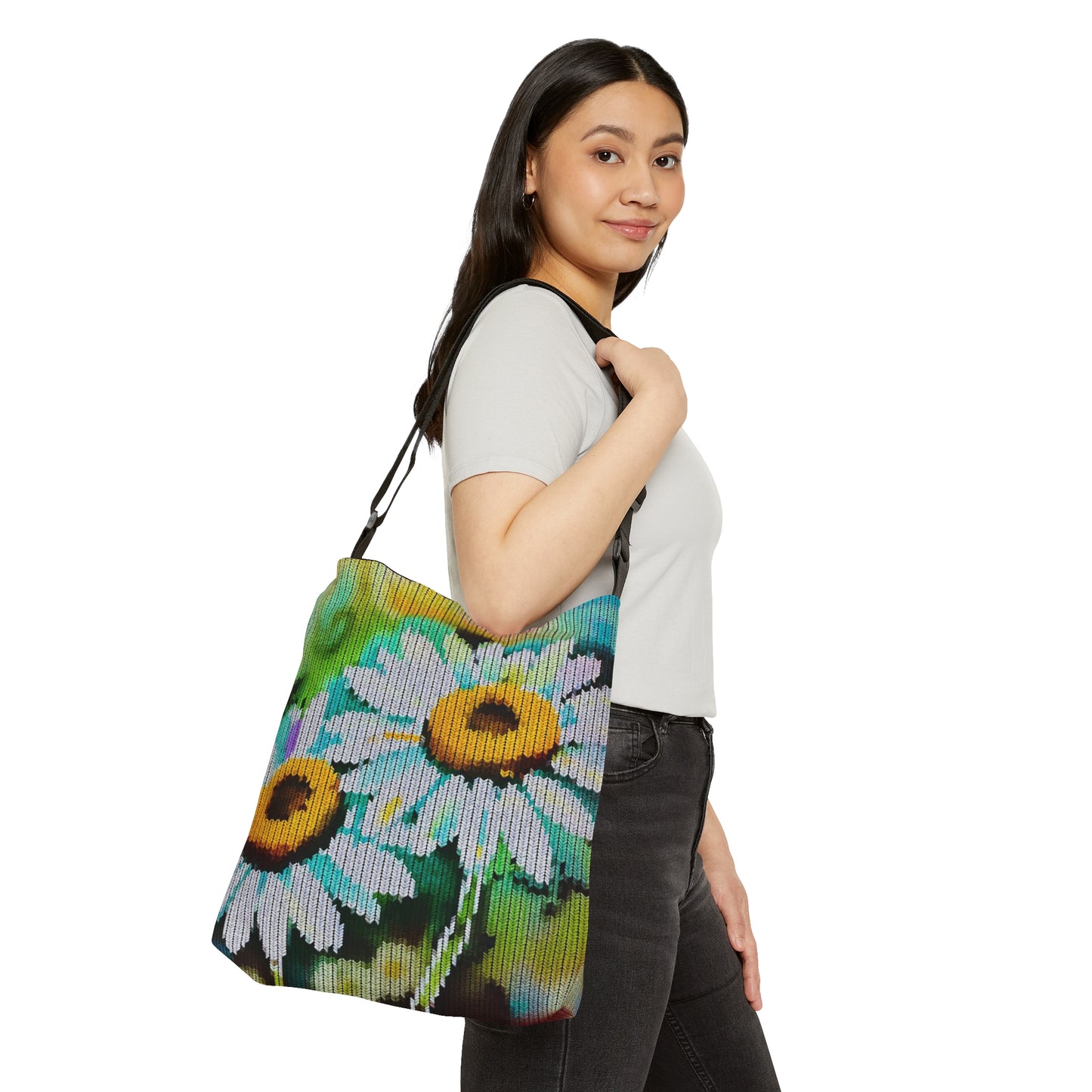 Gym Tote Bag: BALEIJO Knitastic Daisies Collection 02