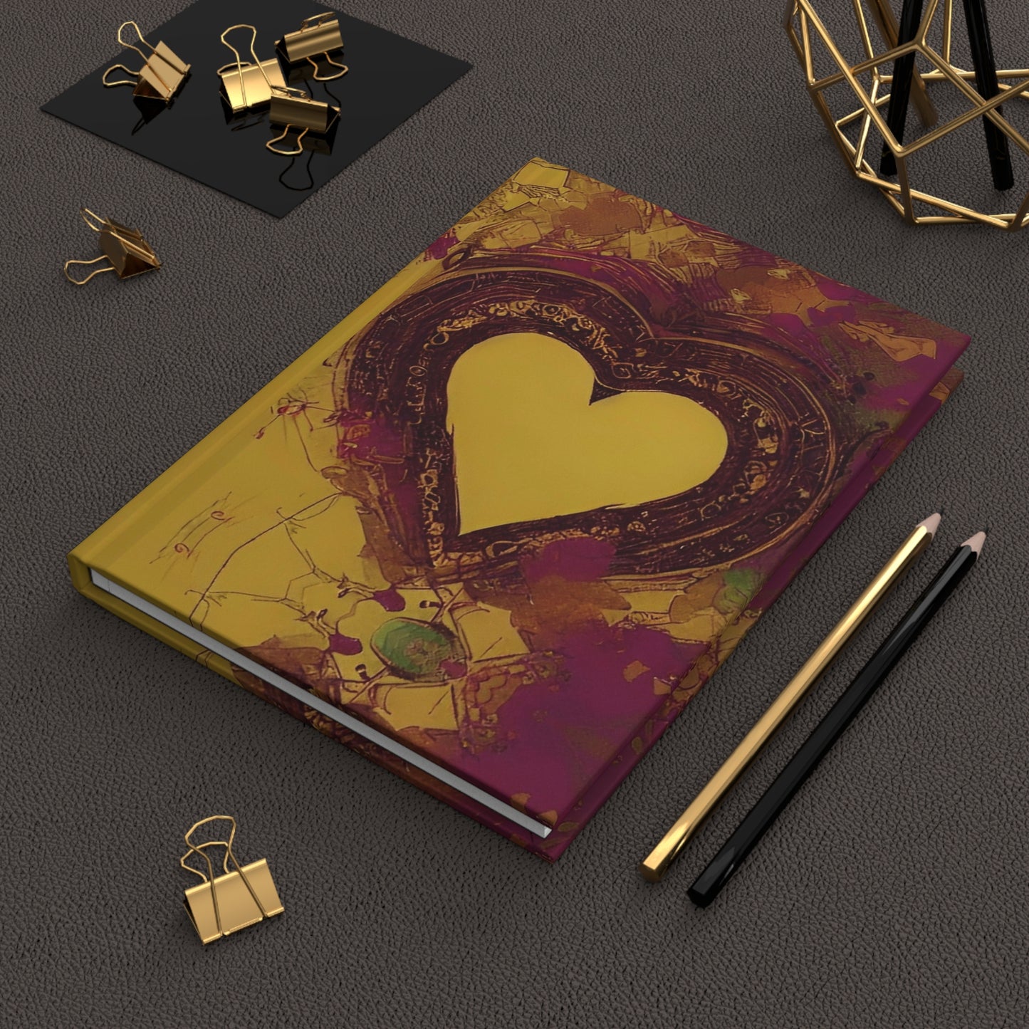 Hardcover Travel Journal Matte: BALEIJO Golden Heart Collection