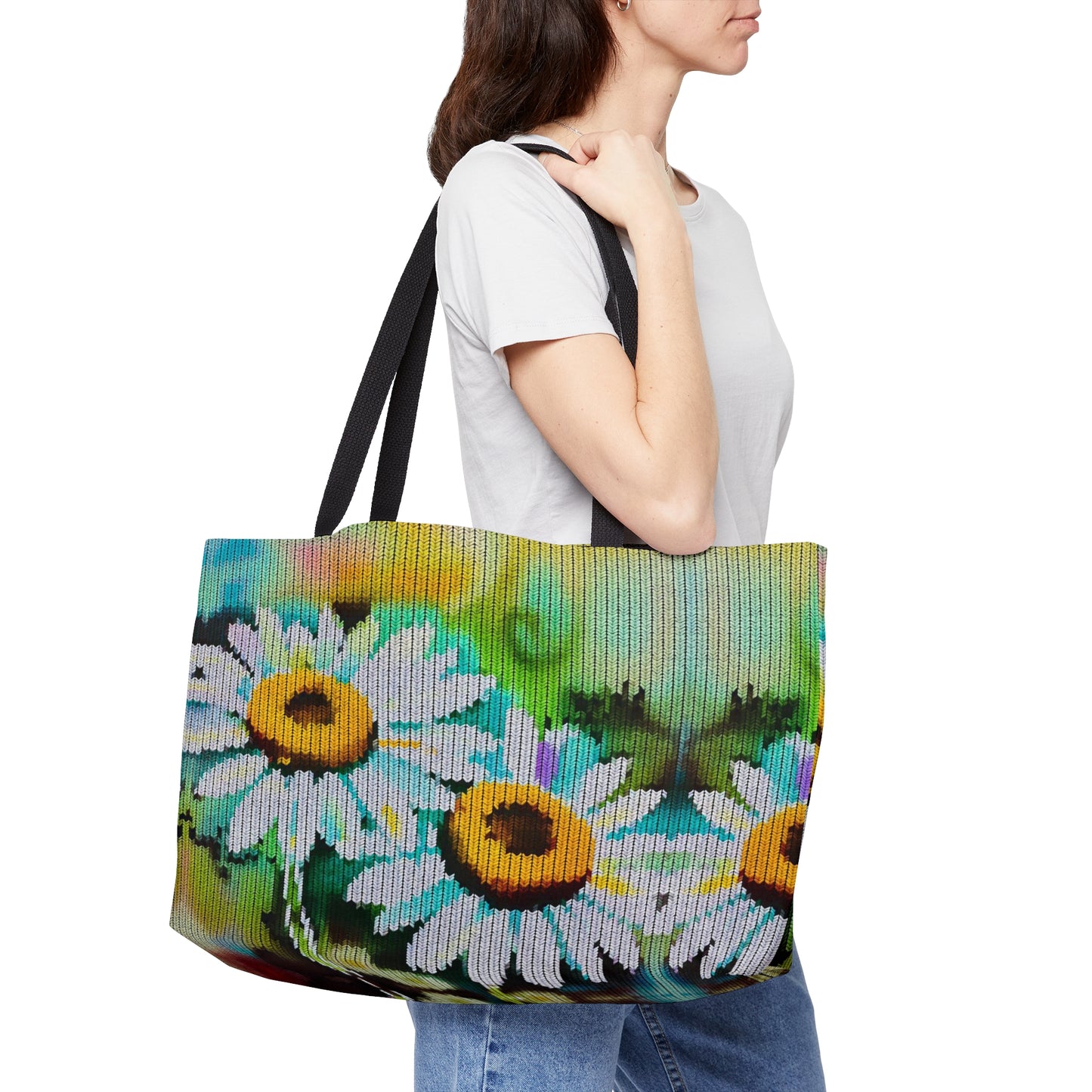 Weekender Tote Bag: BALEIJO Knitastic Daisies Collection 02