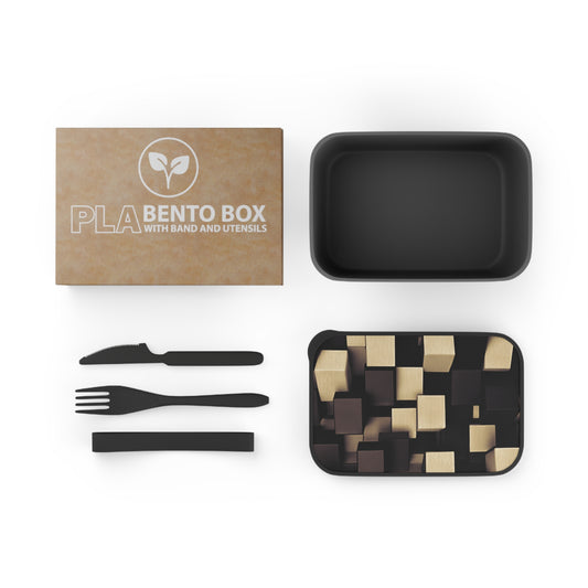 PLA Bento Box with Band and Utensils: BALEIJO Block Pattern Collection 01