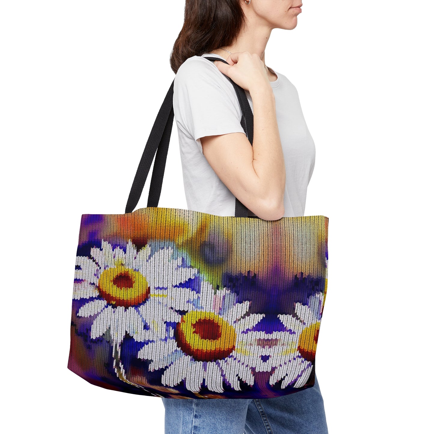 Weekender Tote Bag: BALEIJO Knitastic Daisies Collection 01