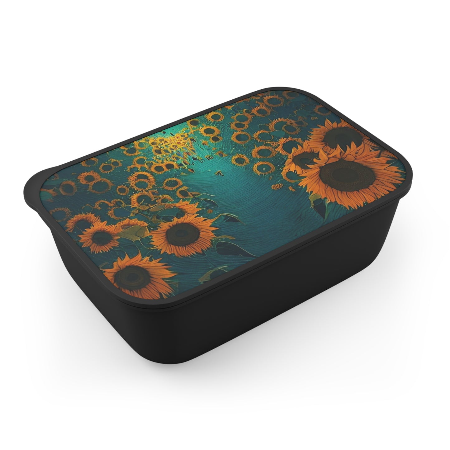 PLA Bento Box with Band and Utensils:  BALEIJO Walk Among the Sunflowers Collection