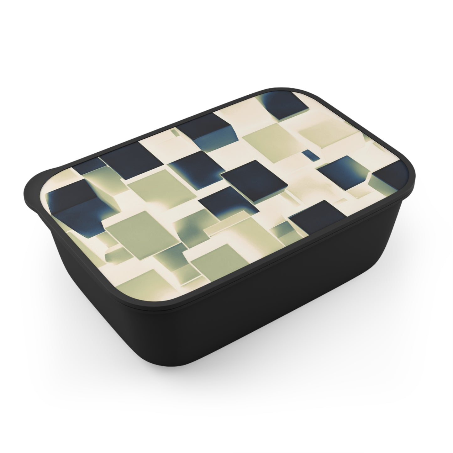 PLA Bento Box with Band and Utensils: BALEIJO Block Pattern Collection 02